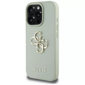 Capa traseira Guess Grained Big 4G Logo Small Classic Logo para Apple iPhone 16 Pro - verde