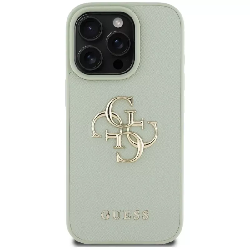 Capa traseira Guess Grained Big 4G Logo Small Classic Logo para Apple iPhone 16 Pro - verde