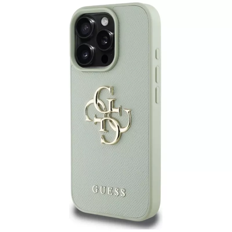 Capa traseira Guess Grained Big 4G Logo Small Classic Logo para Apple iPhone 16 Pro Max - verde
