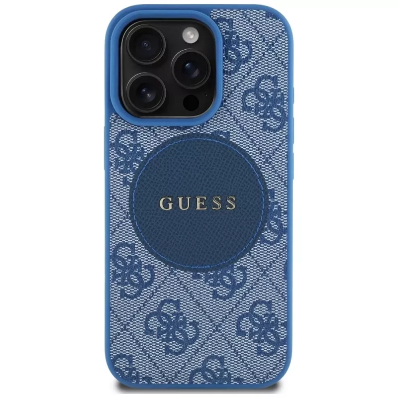 Guess 4G Circle Classic Logo Capa MagSafe para iPhone 16 Pro Max, Azul