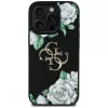 Guess Grained Roses Big 4G Logo Capa para Apple iPhone 16 Pro, Preto