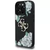 Guess Grained Roses Big 4G Logo Capa para iPhone 16 Pro Max, Preto