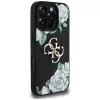 Guess Grained Roses Big 4G Logo Capa para iPhone 16 Pro Max, Preto