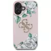 Guess Grained Roses Big 4G Logo Capa para Apple iPhone 16 - Rosa