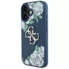 Guess Grained Roses Big 4G Logo Capa para Apple iPhone 16 - Azul