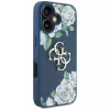 Guess Grained Roses Big 4G Logo Capa para Apple iPhone 16 - Azul