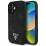 Guess Grained Hot Stamp Peony Triangle Logo Capa MagSafe para iPhone 16 (Preto)