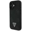 Guess Grained Hot Stamp Peony Triangle Logo Capa MagSafe para iPhone 16 (Preto)