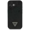 Guess Grained Hot Stamp Peony Triangle Logo Capa MagSafe para iPhone 16 (Preto)