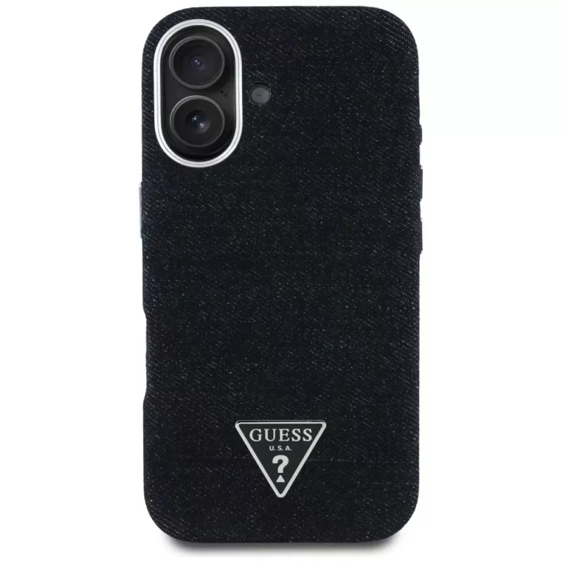 Guess Denim Triangle Logo Capa MagSafe para iPhone 16 Preto