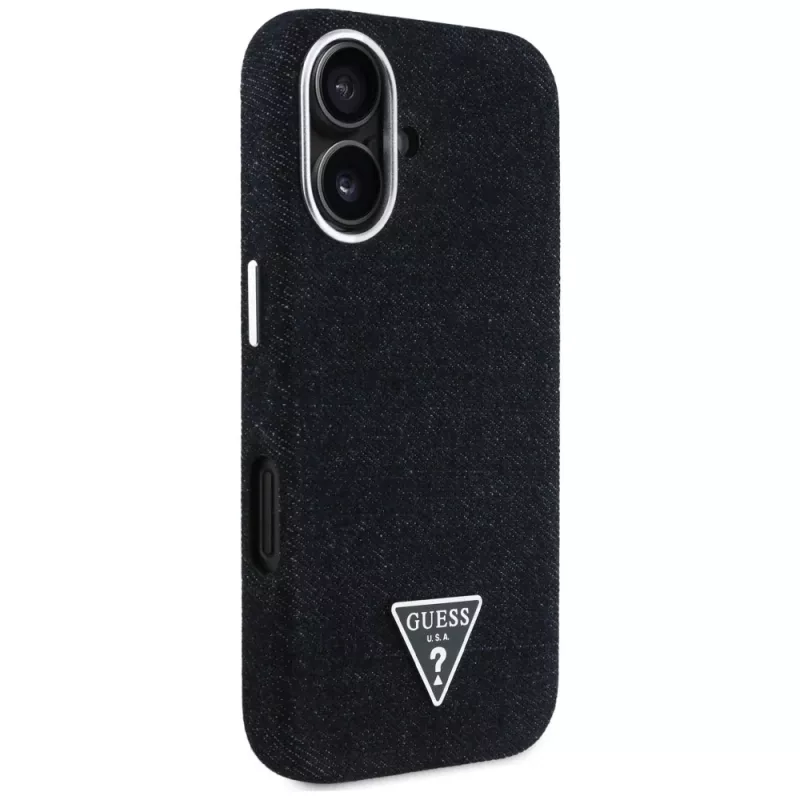 Guess Denim Triangle Logo Capa MagSafe para iPhone 16 Preto