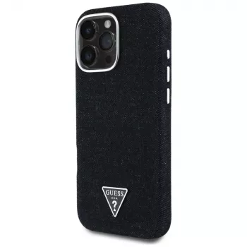 Guess Denim Triangle Logo Capa MagSafe para Apple iPhone 16 Pro, Preto