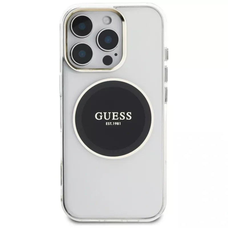 Guess IML Metal Colored Circle Classic Logo Capa MagSafe para iPhone 16 Pro (Preto)