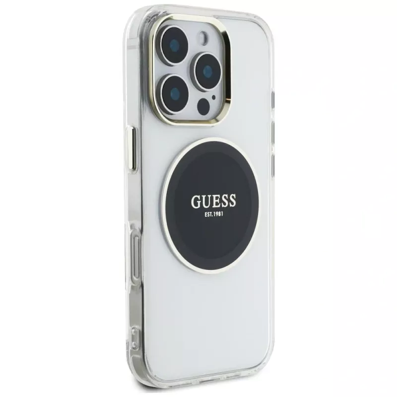 Guess IML Metal Colored Circle Classic Logo Capa MagSafe para iPhone 16 Pro (Preto)