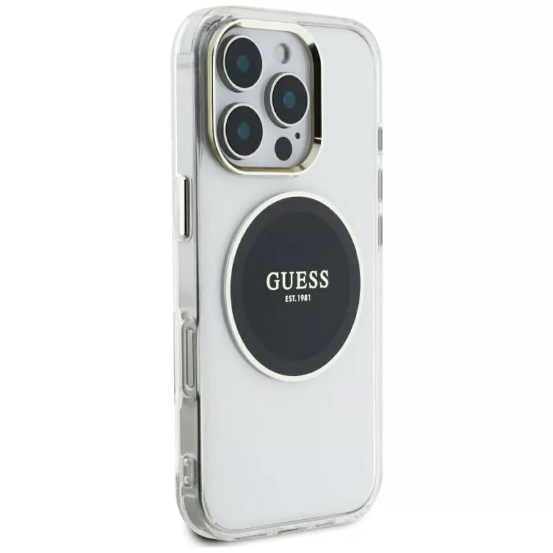 Guess IML Metal Colored Circle Classic Logo Capa MagSafe para iPhone 16 Pro Max (Preto)