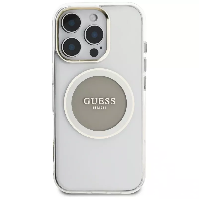 Guess IML Metal Colored Circle Classic Logo Capa MagSafe para iPhone 16 Pro (Cinzento)