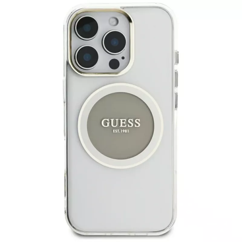 Guess IML Metal Colored Circle Classic Logo Capa MagSafe para iPhone 16 Pro Max (Cinzento)