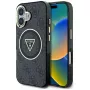 Guess IML Metal Glitter 4G Circle Triangle Capa MagSafe para Apple iPhone 16 (Preto)