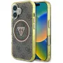 Guess IML Metal Glitter 4G Circle Triangle Capa MagSafe para iPhone 16 (Castanho)