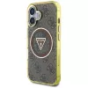 Guess IML Metal Glitter 4G Circle Triangle Capa MagSafe para iPhone 16 (Castanho)
