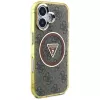 Guess IML Metal Glitter 4G Circle Triangle Capa MagSafe para iPhone 16 (Castanho)