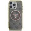 Guess IML Metal Glitter 4G Circle Triangle Capa MagSafe para iPhone 16 Pro (Castanho)
