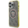 Guess IML Metal Glitter 4G Circle Triangle Capa MagSafe para iPhone 16 Pro Max (Castanho)