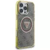 Guess IML Metal Glitter 4G Circle Triangle Capa MagSafe para iPhone 16 Pro Max (Castanho)