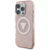 Guess IML Metal Glitter 4G Circle Triangle Capa MagSafe para Apple iPhone 16 Pro Max (Rosa)