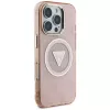 Guess IML Metal Glitter 4G Circle Triangle Capa MagSafe para Apple iPhone 16 Pro Max (Rosa)