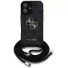 Guess 4G Big Logo Cord Strap Crossbody Capa para iPhone 16, Preto