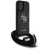 Guess 4G Big Logo Cord Strap Crossbody Capa para iPhone 16, Preto