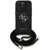Guess 4G Big Logo Cord Strap Crossbody Capa para iPhone 16 Pro Max - Preto