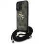 Guess 4G Big Logo Cord Strap Crossbody Capa para iPhone 16 Castanho