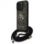 Guess 4G Big Logo Cord Strap Crossbody Capa para Apple iPhone 16 Pro - Castanho