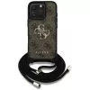 Guess 4G Big Logo Cord Strap Crossbody Capa para iPhone 16 Pro Max (Castanho)