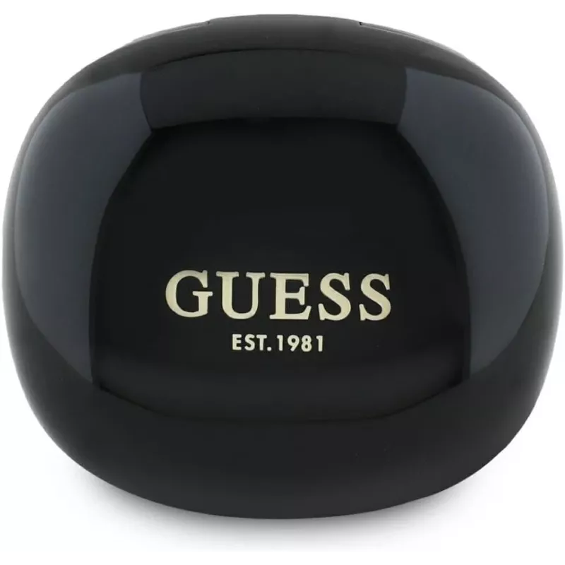 Guess Flat Classic Logo Electroplated TWS Earbuds com estojo de carregamento (Preto)