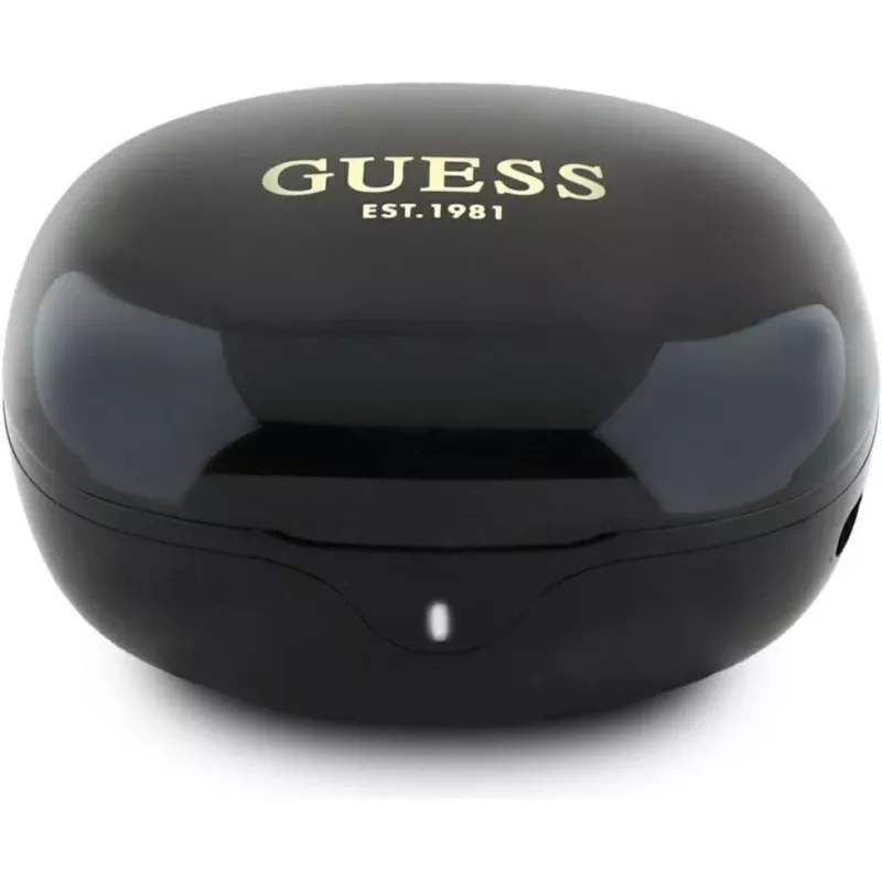 Guess Flat Classic Logo Electroplated TWS Earbuds com estojo de carregamento (Preto)
