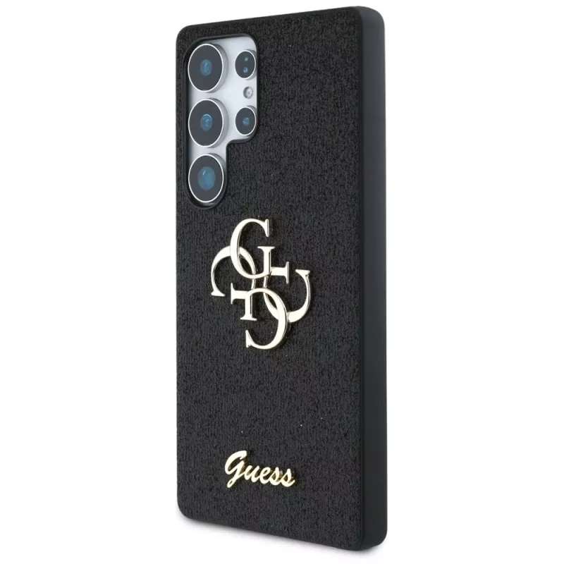 Guess Fixed Glitter Big 4G Metal Logo Case para Samsung Galaxy S25 Ultra (preto)