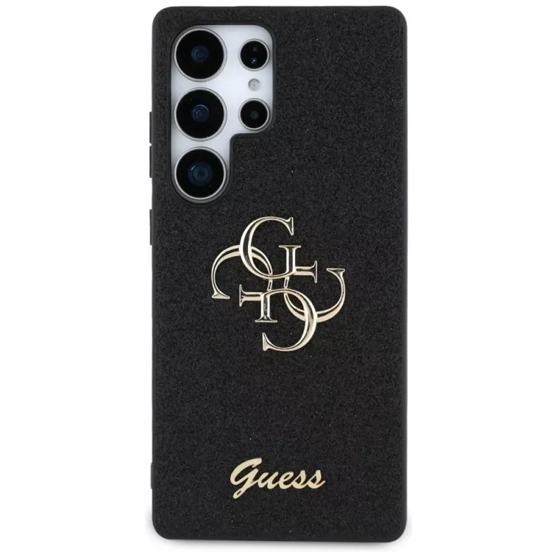 Guess Fixed Glitter Big 4G Metal Logo Case para Samsung Galaxy S25 Ultra (preto)