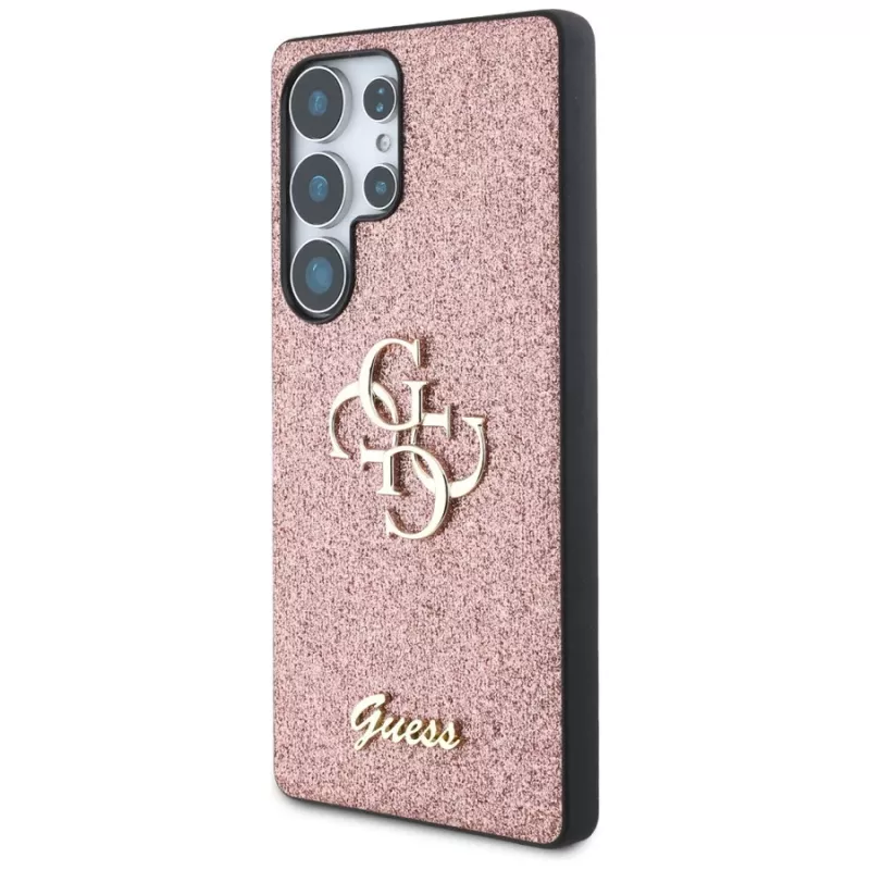 Guess Fixed Glitter Big 4G Metal Logo Case para Samsung Galaxy S25 Ultra (rosa)