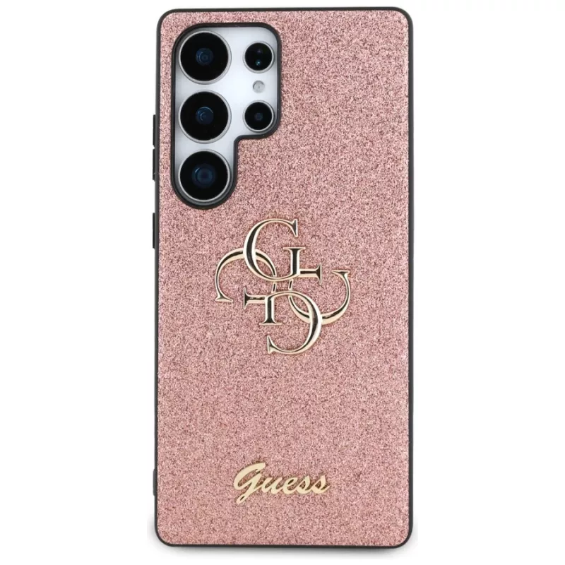 Guess Fixed Glitter Big 4G Metal Logo Case para Samsung Galaxy S25 Ultra (rosa)