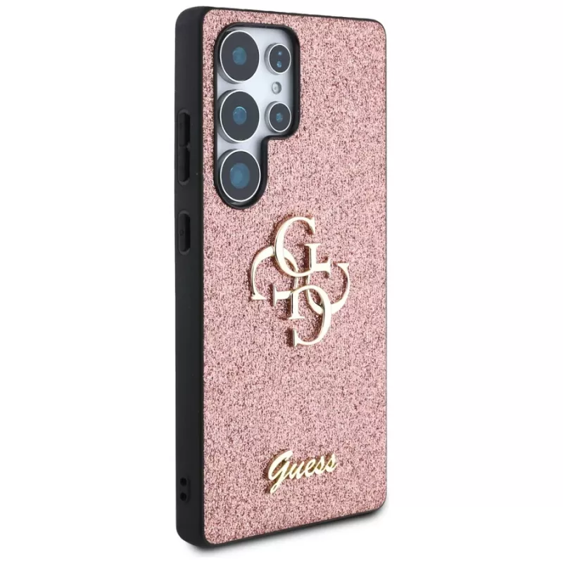 Guess Fixed Glitter Big 4G Metal Logo Case para Samsung Galaxy S25 Ultra (rosa)