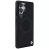 BMW Leder-Halbtextur-MagSafe-Case para Samsung Galaxy S25 Ultra preto