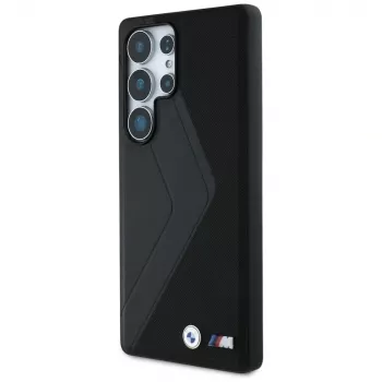 BMW Leder Oversized Stripes MagSafe Case para Samsung Galaxy S25 Ultra preto