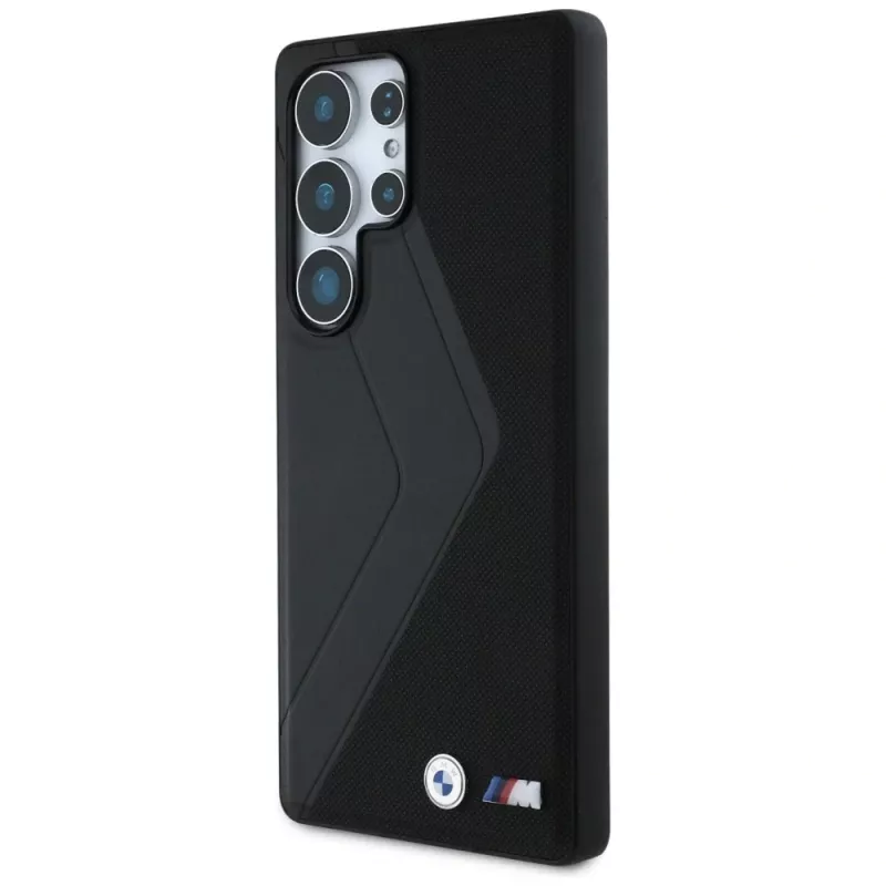 BMW Leder Oversized Stripes MagSafe Case para Samsung Galaxy S25 Ultra preto