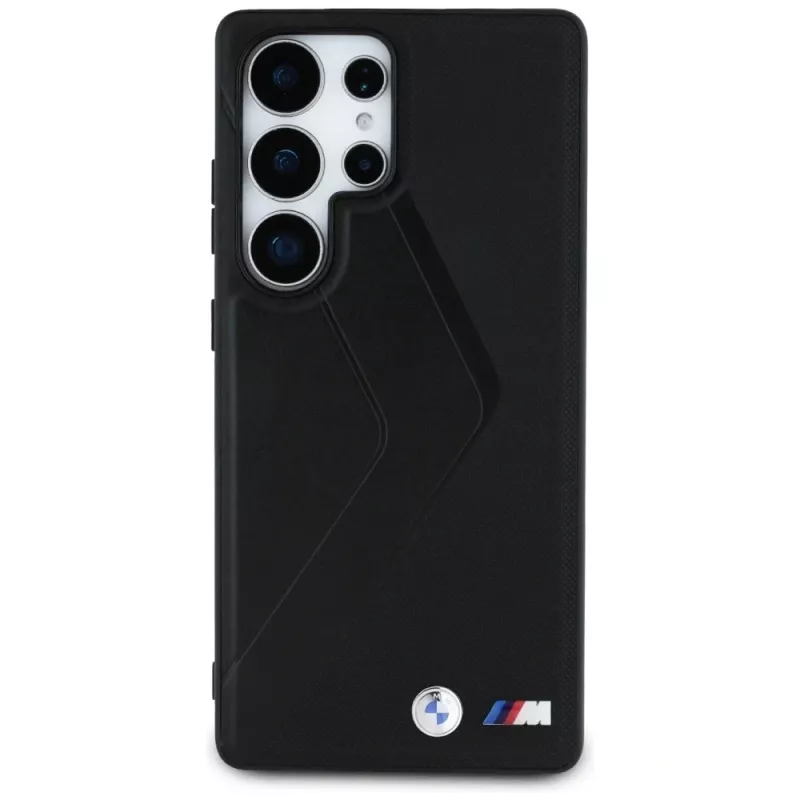 BMW Leder Oversized Stripes MagSafe Case para Samsung Galaxy S25 Ultra preto