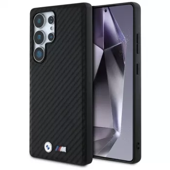 BMW Leather Carbon MagSafe Case para Samsung Galaxy S25 Ultra preto