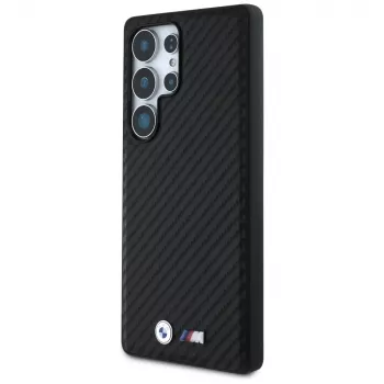 BMW Leather Carbon MagSafe Case para Samsung Galaxy S25 Ultra preto