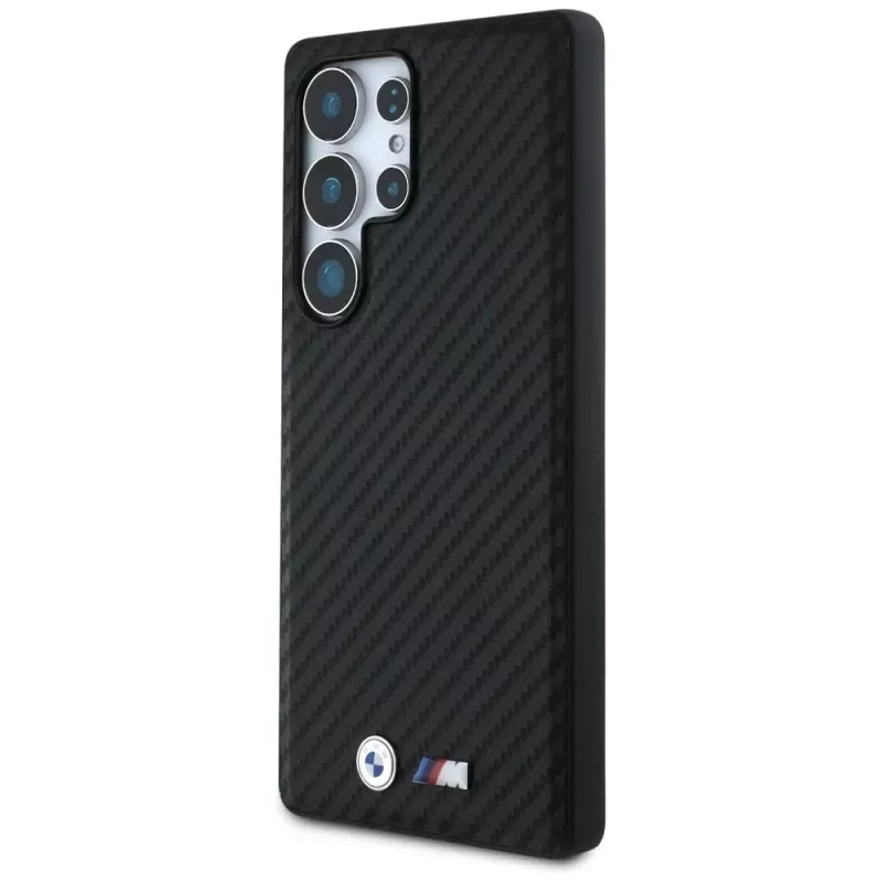 BMW Leather Carbon MagSafe Case para Samsung Galaxy S25 Ultra preto